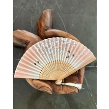 Ofisinn Beluga Yelpaze Bambu Kumaş Serinletici Vintage Şık Dekorasyon Püsküllü Japon Yelpaze Somon BY-1000