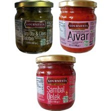 Çınar Food 3'lü 210 cc Meze Seti ( 1 Adet Ajvar Sos, 1 Adet Sambal Oelek Sos, 1 Adet Turp Otu ve Cibes)