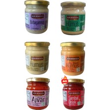 Çınar Food 6'lı Özel Meze Seti (Babagannuş, Dereotlu-Klasik-Köz Biberli Humus, Ajvar, Sambal Oelek Sos)