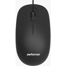 Performax Kablolu Optik Mouse 1000 DPI Ev - Ofis Kullanımı İçin Siyah Renkli