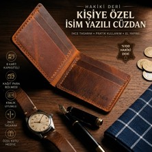 Deri Sepeti Kişiye Özel Isim Yazılı Hakiki Deri Ince Erkek Cüzdan