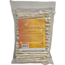 Odea Doğal Deri Beyaz Burgu Köpek Ödül Çubuğu, 350 gr