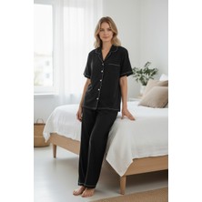 Sıle Atelıer Biyeli Şile Bezi Kısa Kol Pijama Takımı