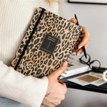 Odea Leopar Desenli A5 Spiralli Süresiz Planlayıcı Ajanda, 15X21 cm