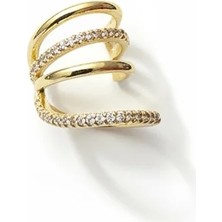 Cesicey Earcuff Sıkıştırmalı Çelik Kıkırdak Küpe Çoklu Halka Görünümlü Altın Renk