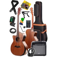 Odea Profesyonel Masif Ağaç Elektro Akustik Gitar Seti