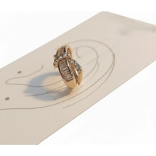 Cesicey Earcuff Sıkıştırmalı Pirinç Kıkırdak Küpe Tek Sıra Baget Zirkon Taşlı Altın Renk