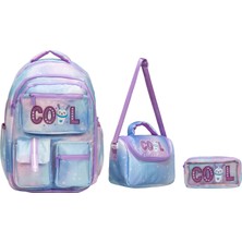 Niss Store Lüks Cool Şeffaf Tatlı Turkuaz Mor Renkli Şirin Kız Çocuk Ilkokul Çantası Termal Beslenme , Kalemlik