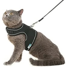 Odea Nefes Alabilen Konforlu Kedi Göğüs Tasması Seti (Medium, Siyah)