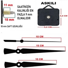 Cnr Shop Duvar Saati Mekanizması 18 mm Şaft, Sessiz Çalışır Akar, Akrep-Yelkovan-Saniye-(Askılı)