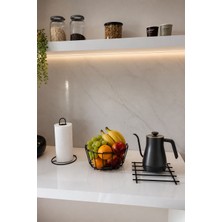 Edora Home 3’lü Set Siyah Dik Kağıt Havluluk Nihale Oval Köşeli Meyve Sepeti Mutfak Seti
