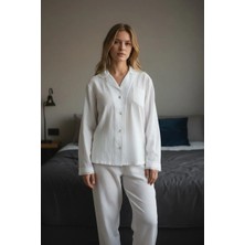 Sıle Atelıer Fistolu Uzun Kol Şile Bezi Pijama Takımı