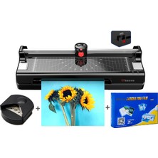 Baove OCW380 A3 Laminasyon Makinesi ve Kağıt Kesme Makinesi 365W Beyaz Renk ile 10 PVC Film