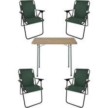 Odea 60X80 cm Çam Desenli Katlanır Masa, 4 Adet Katlanır Sandalye ile