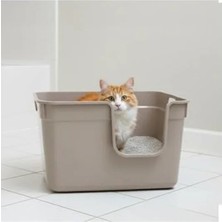 Odea 54X40X32 cm Boyutunda Bej Renk Yarı Açık Kedi Tuvaleti