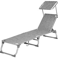 Odea Ayarlanabilir Gölgelikli Şezlong, 55X193X31 Cm, Gri Kırçıllı