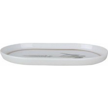 Porland Botanical Kayık Tabak 18 cm Şık Desenli Beyaz Renk