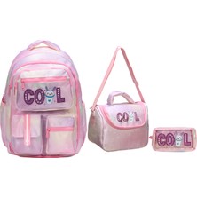 Niss Store Lüks Cool Şeffaf Tatlı Pembe Renkli Şirin Kız Çocuk Ilkokul Çantası Termal Beslenme , Kalemlik
