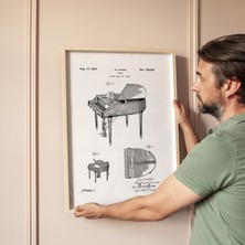 Pegziz Piyano Patent Çizimi Tablosu Müzik Aleti Duvar Dekor Tablo