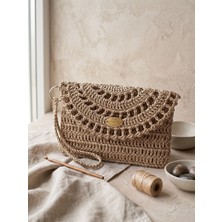 Talin Handmade Hasır El Çantası 16X22 cm | Çelik Kapamalı El Yapımı Örgü Clutch Çanta