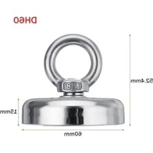 Odea 60 mm Çapında Kancalı Mıknatısla Balıkçılık Için Halatlı Mıknatıs Seti