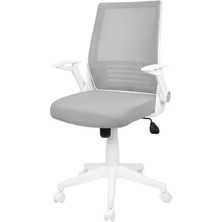 Odea Gri Kumaşlı Beyaz Katlanır Kollu Ofis Sandalyesi