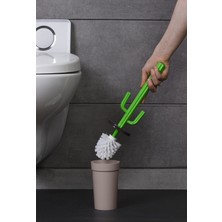 Şık Tasarımlı Okyanus Home Kaktüs WC Fırça Seti Vizon Renk Suya Dayanıklı Sert Plastik