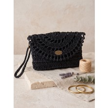 Talin Handmade Hasır El Çantası 16X22 cm | Çelik Kapamalı El Yapımı Örgü Clutch Çanta