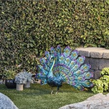 Odea Metal Tavus Kuşu Bahçe Heykeli, 81X30X58 cm