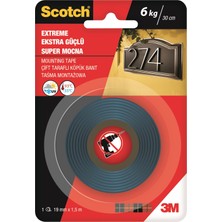 3M Scotch® Extra Güçlü Çift Taraflı Köpük Bant 19mm x 1,5m Tüm Yüzeylerde Kullanım İçin Dayanıklı 4002
