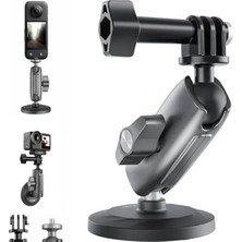 Odea Manyetik Aksiyon Kamera Tutucu 360° Döner Çift Bilyalı Başlık Metal Montaj Aparatı Güçlü Mıknatıslı Araç Dışı Çekim Vlog Video Kayıt Sabitleyici 1/4 Adaptörlü, CMM-001