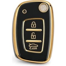 Odea Autohan Keys Hyundai Araç Kumanda Kılıfı, Siyah-Altın, Silikon, I20 I10 Elantra Accent Modelleri Için, Nano Yüksek Kalite