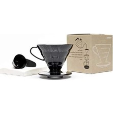 Odea Siyah Şeffaf 40'lı V60 Filtre Kağıdı ile Plastik Dripper Seti