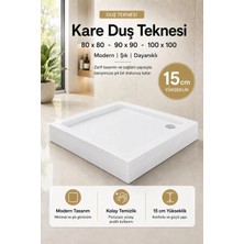 Durul Akrilik Kare Duş Teknesi 90x90 cm 15 cm Yükseklik Modern Tasarım ve Kolay Temizlik