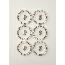 Bella Maison Paisley 6'lı Porselen Pasta Tabağı Seti Mavi (21 Cm)