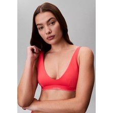 Calvin Klein Kadın Kalın Askı Ck Yazı Desenler Slim Fit Süngerli Pembe Bikini Üstü LV00Q61207-XKP