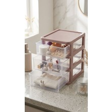 UltraMint Mini Organizer Kutusu, 3 Çekmeceli, Pembe, Makyaj ve Takı Düzenleyici