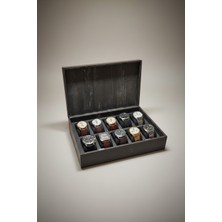 UltraMint Ahşap 10’lu Saat Kutusu Mdf Mıknatıslı Kapaklı Organizer 31X21X9 cm