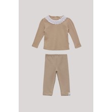 Tyess BSC Kız Bebek Bej Tshirt Şort Takım