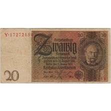 Banknoting Almanya 20 Mark 1929 Nazi Dönemi 1931-48 Arası Kullanılmıştır. Çok Temiz(-)