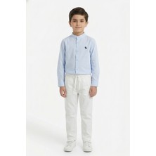 Toontoy Kids Toontoy Erkek Çocuk 2li Takım Hakim Yaka Düğmeli Uzun Kollu Gömlek - Beli Bağlamalı Normal Paça Pantolon 14259