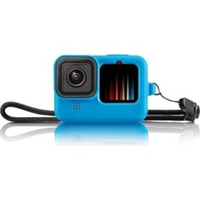 Odea Hero 9 Silikon Kılıf Mavi – Go Hero 9/10 / 11/12 / 13 ile Uyumlu, Lens Kapaklı, Be Koruyucu Kamera Kılıfı