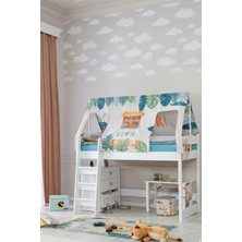 Palmera My World Güvenli Merdivenli Çatılı Ranza - Metal Çatı Aksamlı 25MM Traves Dayanıklı Çocuk Odası Mobilyası G:212 cm | Y:144 cm | D:133 cm