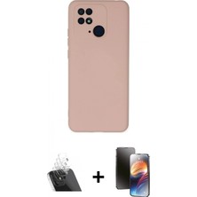 İlk El Grup Pilelistore™ Redmi 10C Kılıf Ahenk Serisi - Siyah 3D Antistatik Mat Seramik Nano Ekran Koruyucu + Kamera Lens Koruma Cam - Sf