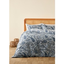 Bella Maison %100 Pamuk Saten Paisley Çift Kişilik Nevresim Takımı Mavi (200X220 Cm)