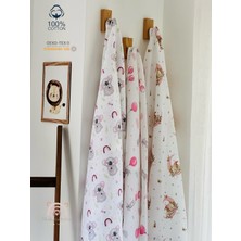 Fulya Tuhafiye Ftbabycollection  Pamuk 3'lü Müslin Bebek Battaniye Seti Oeko- Tex Sertifikalı Müslin örtü 80 x 90 cm