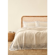 Bella Maison %100 Pamuk Paisley Jakarlı Çift Kişilik Yatak Örtüsü Seti Mavi (240X260 Cm)