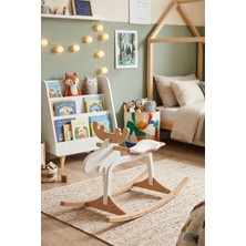 Palmera Natura Ahşap Sallanan Geyik - Beyaz Montessori Bebek Odası Oyuncağı - Doğal Huş Sallanan At Alternatifi - Sağlıklı Ahşap Çocuk Aktivite