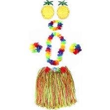 Senson Yetişkin ve Çocuk Uyumlu Luau Aloha Hawaii Rengarenk 40 cm Etek Ananas Şekilli Gözlük Hawaii Kolye Renkli Taç ve 2 Adet Bileklik Seti
