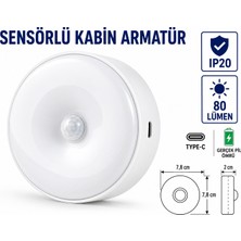 Lampist Sensörlü LED Kabin Armatür Şarjlı 4000K